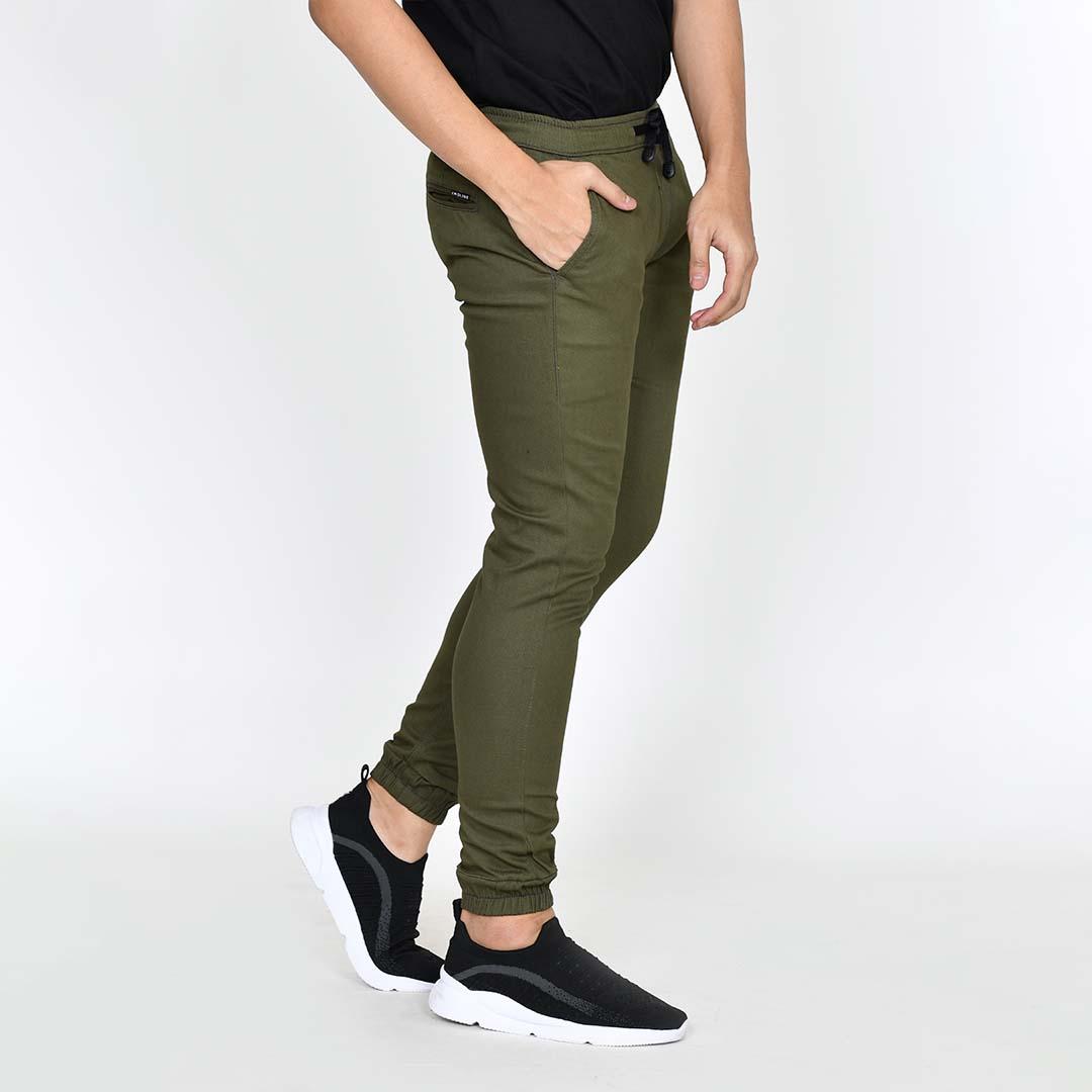 Jual Celana Jogger Chino Panjang Pria Hijau Army Emoline