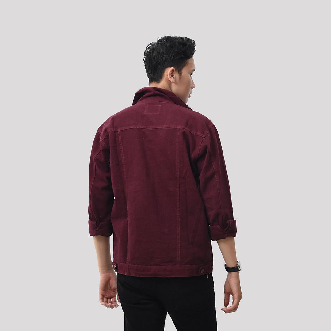 Emoline Jaket Jeans  Pria  Merah  Maroon  Maroon  Denim 